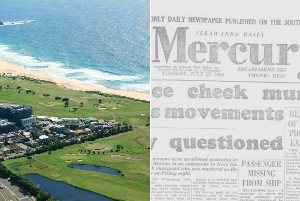 A view of Wollongong Golf Course from above taken in more recent times and the front page of the Illawarra Mercury in 1954. File pictures