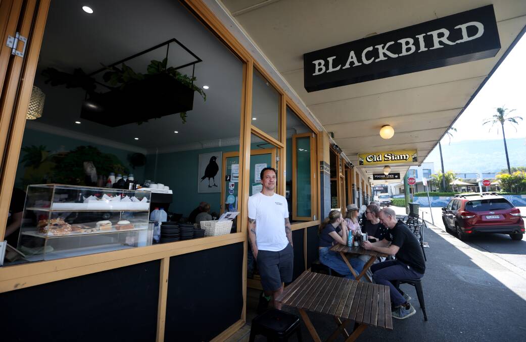 Blackbird cafe owner Chris Henry outside the Thirroul premises. Picture by Sylvia Liber