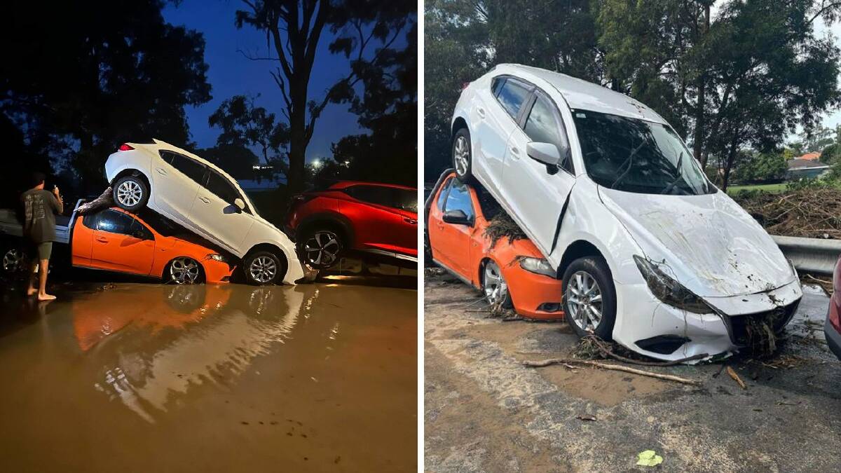 The damage to Ms Dowd's car following the flood on Nicholson Road, Woonona. Pictures supplied