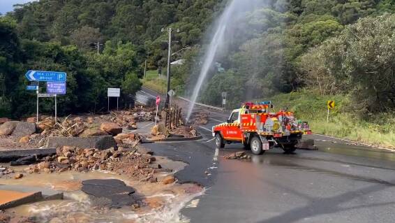 Damage on Lawrence Hargrave Drive at Coalcliff. Picture by Anna Warr