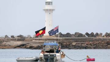 A boat in Wollongong Harbour on Australia Day. 