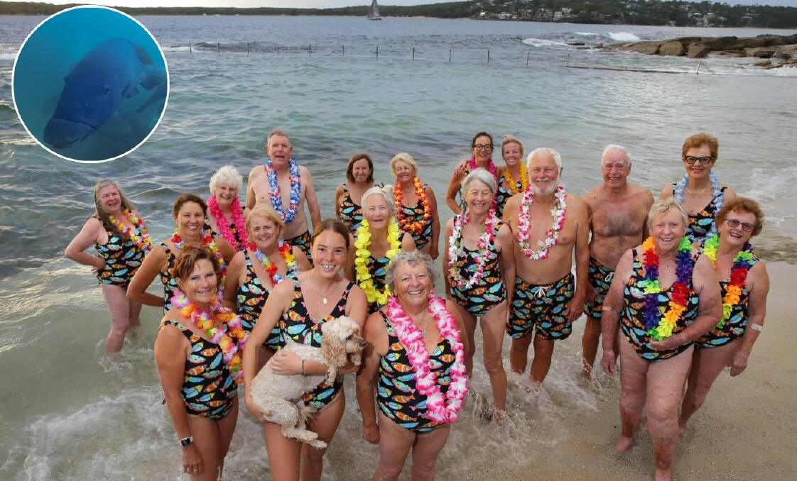 Members of the Jellybeans swim club in happier times. Picture by John Veage. Inset picture of Gus supplied.