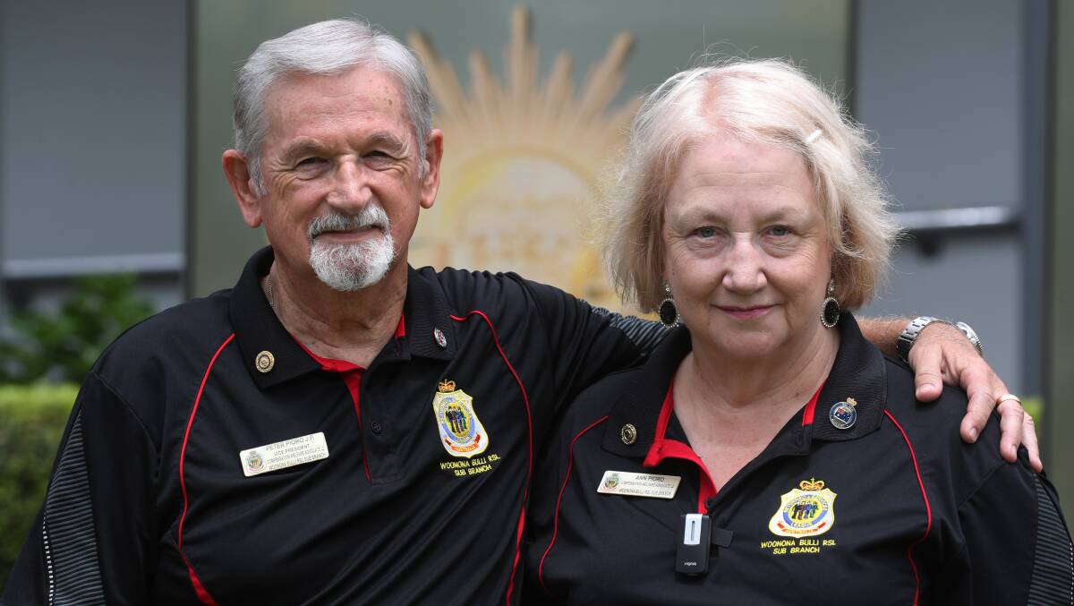 Peter Pioro and Ann Pioro at the Woonona Bulli RSL Club. They both received OAM for service to veterans and their families. Picture: Robert Peet
