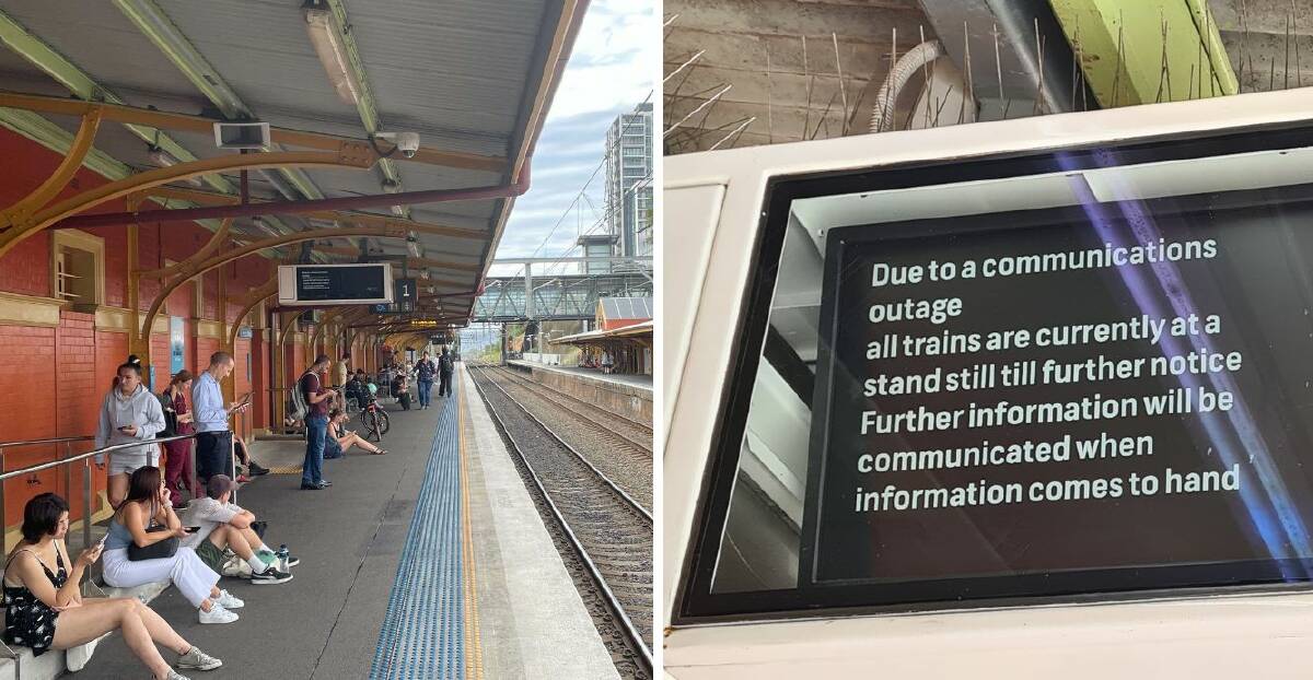 Train travellers in Wollongong sit it out as they wait for services to come back online. Picture by Natalie Croxon.