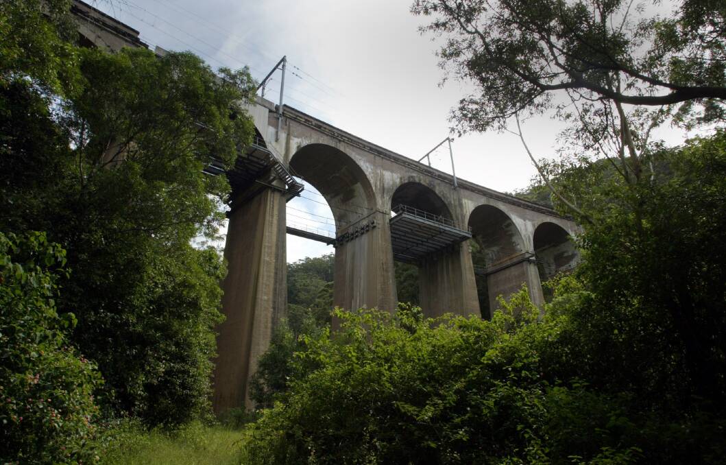 The Stanwell Park viaduct will have millions spent on maintenance work - but it won't mean trains will go any faster across it. Picture: Kirk Gilmour