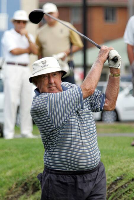 RIP: The late great Keith Pepper teeing off on the first hole of the NSW Veterans Championships at Wollongong Golf Club on February 27, 2006. Picture: Ken Robertson/.