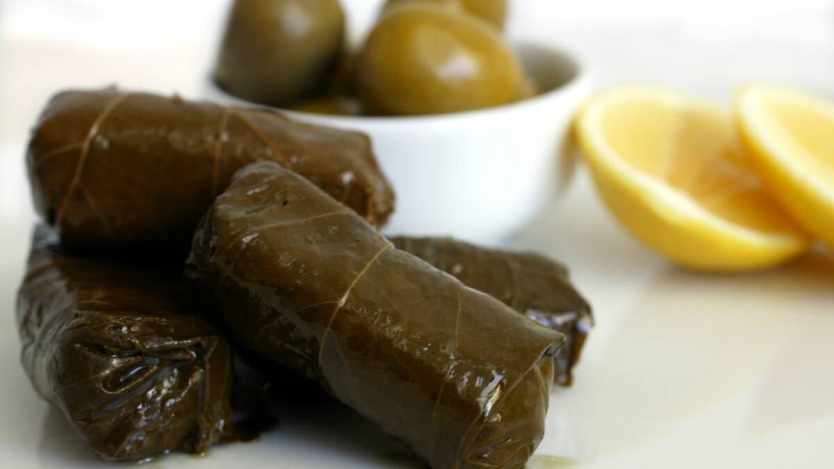 Dolmades and olives. Picture: Edwina Pickles