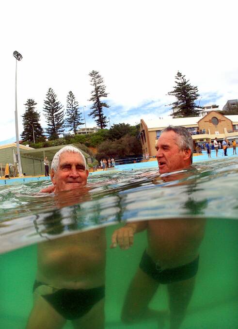 Passionate: Wollongong Whales Winter Swimming Club founding members Bill Seay and Mike Westbury in 2008. 