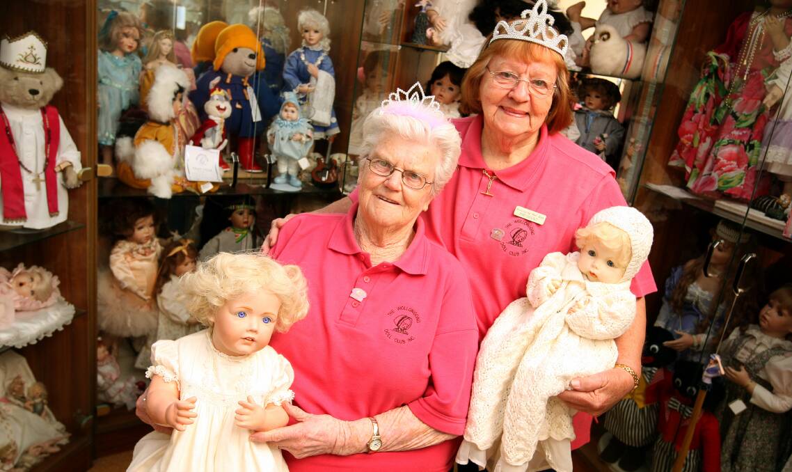 FLASHBACK: Wollongong Doll Club president Marj Miller in 2008 with with Phylls Rogers. Picture: Sylvia Liber