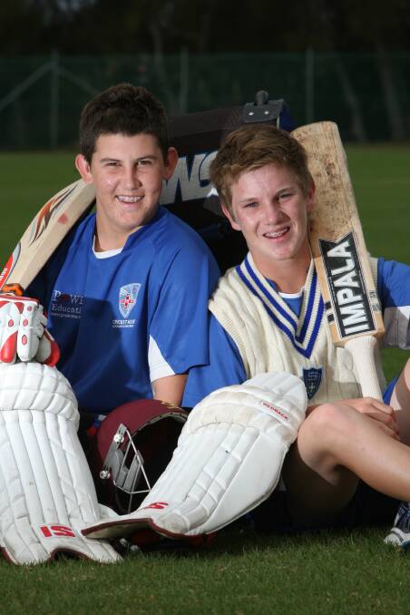 Emerging stars: Nic Maddinson (left) and Adam Zampa after selection in the Australian Under 19 team. Picture: Greg Totman.