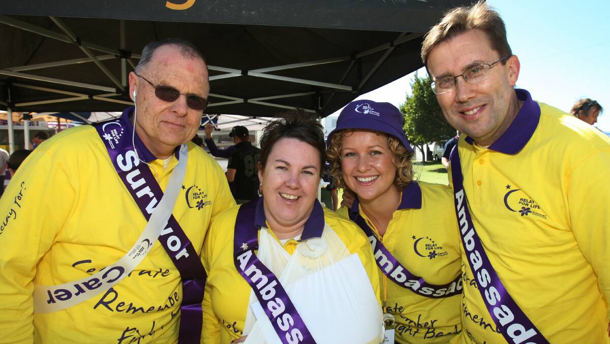 Michelle Cavanagh (third from left) was a Relay for Life ambassador in 2010, and is pictured at that event with Stuart Dewar, Jodie Chessor and Dr David Greening. Picture: GREG TOTMAN