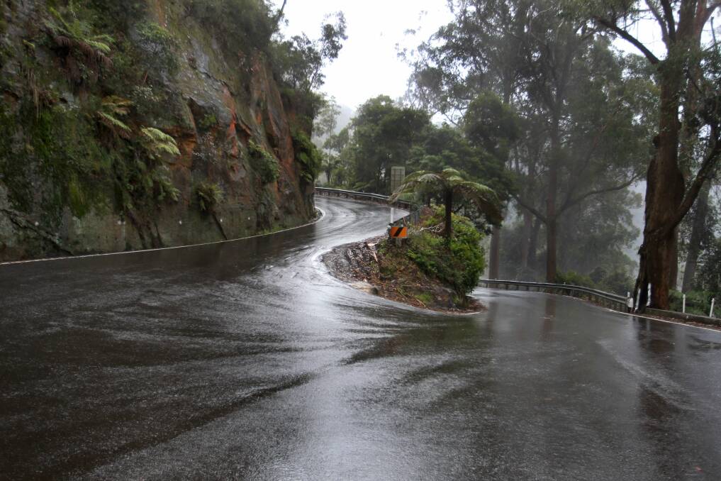 After being closed for four days to clear away a landslip, Macquarie Pass is open to traffic again. Picture: ORLANDO CHIODO.