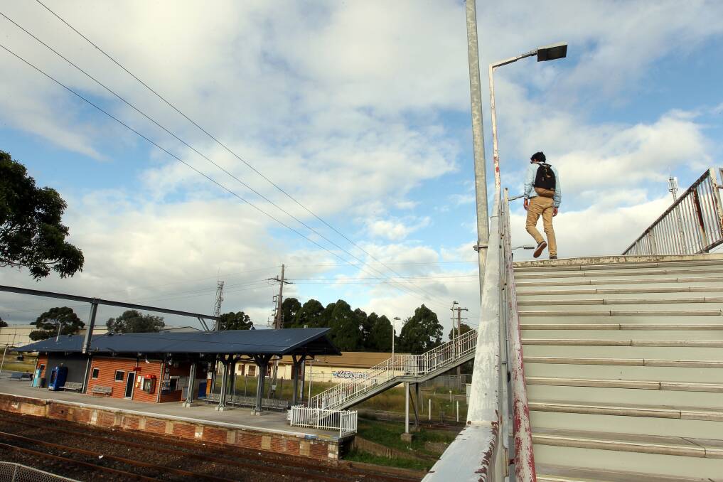 A level crossing is not the solution to replace the stairs at Unanderra station. Picture: Sylvia Liber
