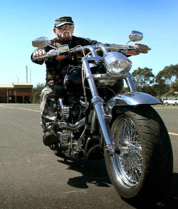 Lester 'Sooty' Mills, pictured on board his motorbike in 2013.
