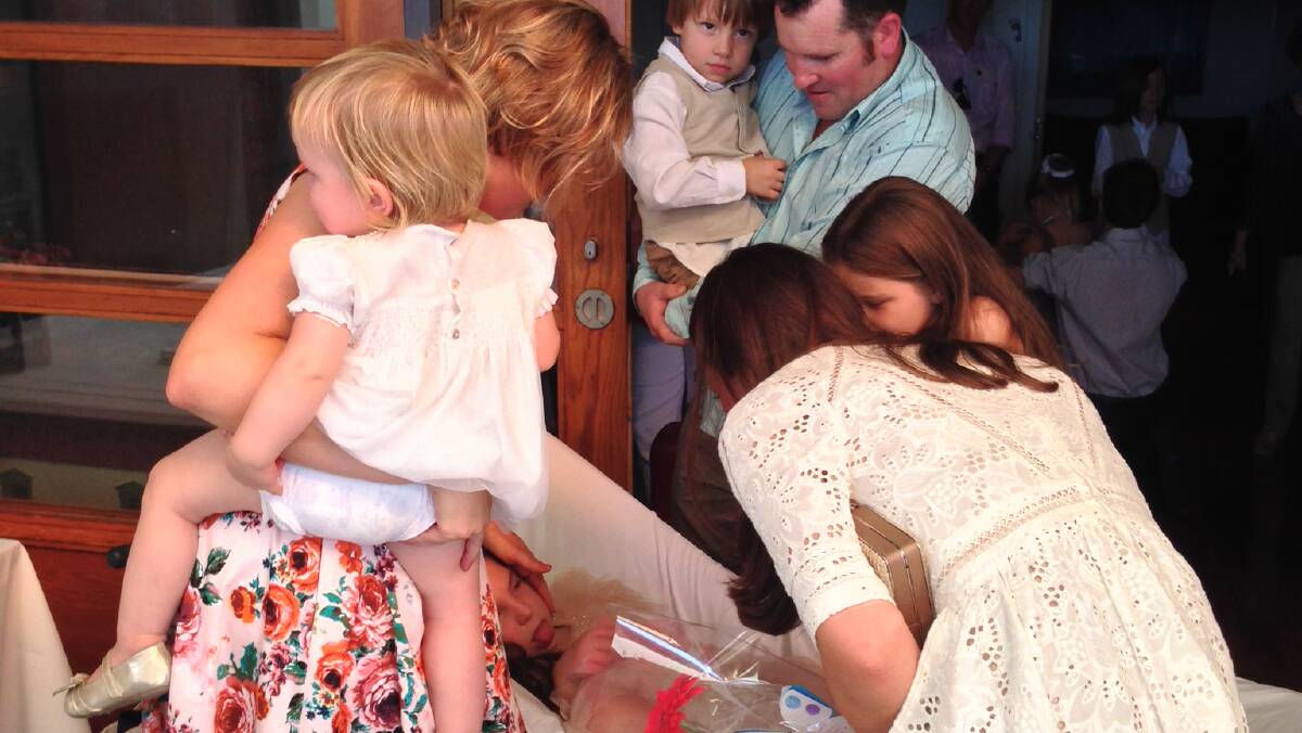 Royal touch: Imogen and her family meet the Duchess of Cambridge at Manly's Bear Cottage in 2014.