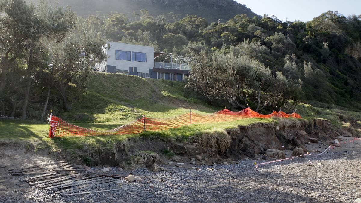 FLASHBACK: An embankment below Coalcliff Surf Club became unstable and partially collapsed during an East Coast low. Wollongong council had just finished fixing it December 2017. Picture: Andy Zakeli