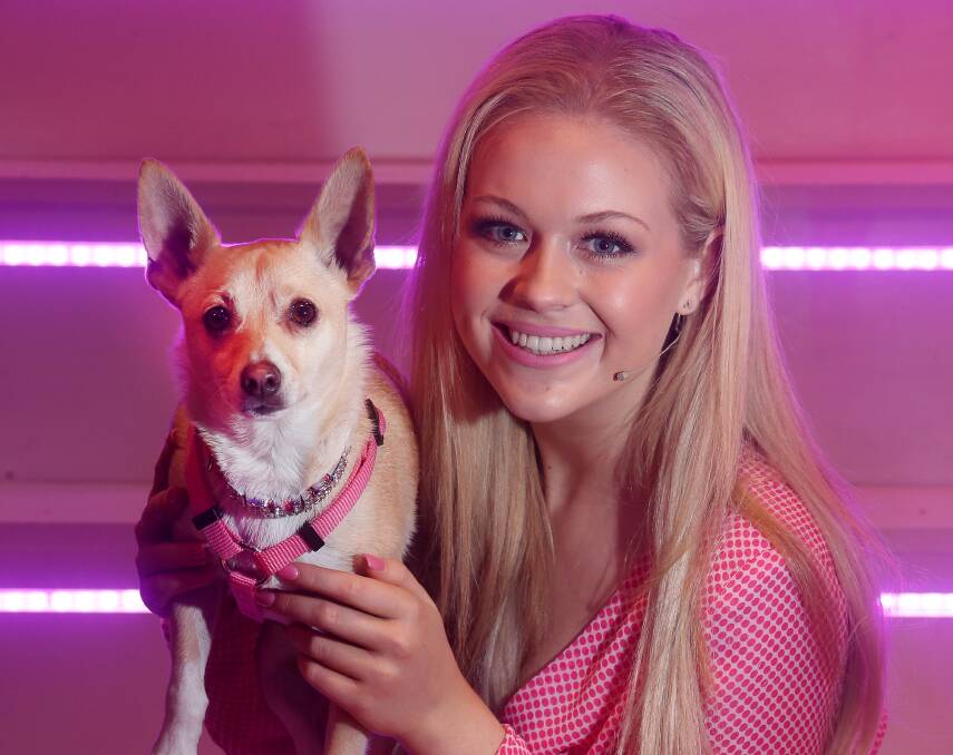 NOMINATED: Leading lady Talia Sigsworth (who plays Elle) in costume with dog Bruiser who starred in the 2016 WHSPA production of 'Legally Blonde'. Picture: Robert Peet