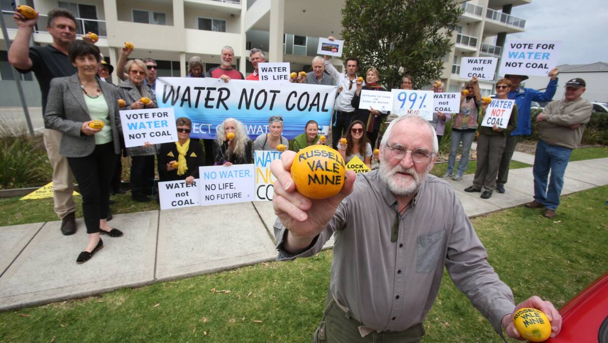 Illawarra Residents for Responsible Mining spokesperson Gavin Workman pictured at a previous protest.. Picture Robert Peet