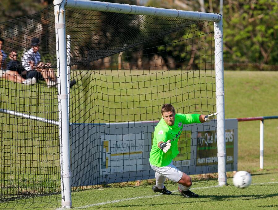 CRUCIAL STOP: Olympic goalkeeper Hayden Durose saved a penalty in his team's win over Kemblawarra Fury. Picture: ADAM McLEAN
