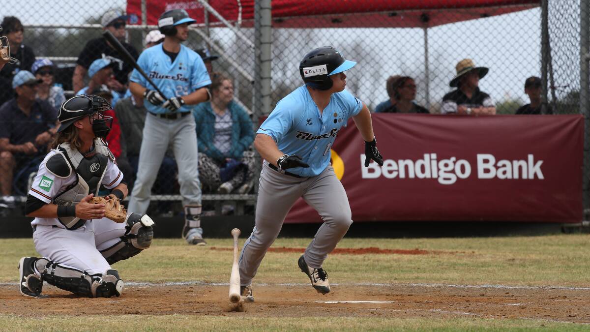 Take off: Sydney Blue Sox player Joshua Dean against Canberra last year.
