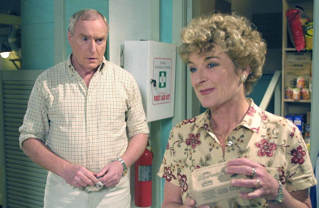 FLASHBACK: An episode of Home and Away in 2002 when Alf (Ray Meagher) sees Ailsa's ghost (Judy Nunn) in the diner. The character of Ailsa had been killed off in 2000. Picture: Supplied