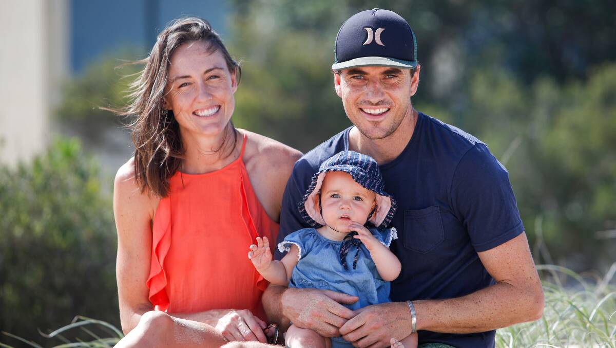 FAMILY FIRST: Giants star Rebecca Bulley with husband Randall and daughter Indie. Indie will be going on the road with her mum in 2017. Picture: Adam McLean