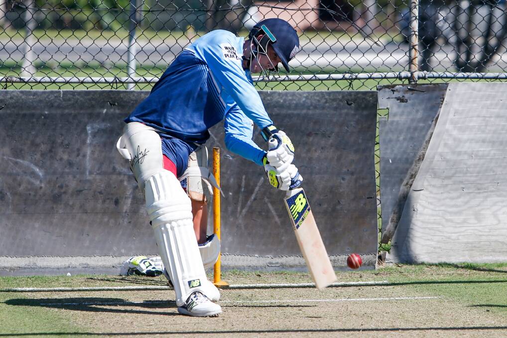 Driven to succeed: Nic Maddinson on the front foot during a net session in Wollongong last week. Picture: Adam McLean