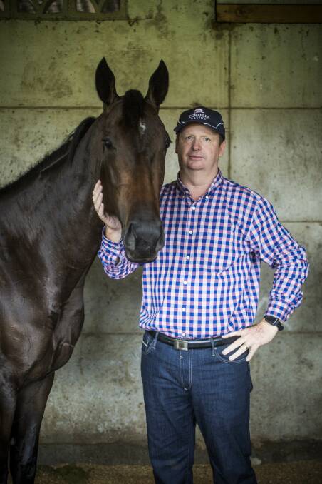 TALENTED:She Will Reign with trainer Gary Portelli ahead of this Saturday's Golden Slipper. Picture: DOMINIC LORRIMER