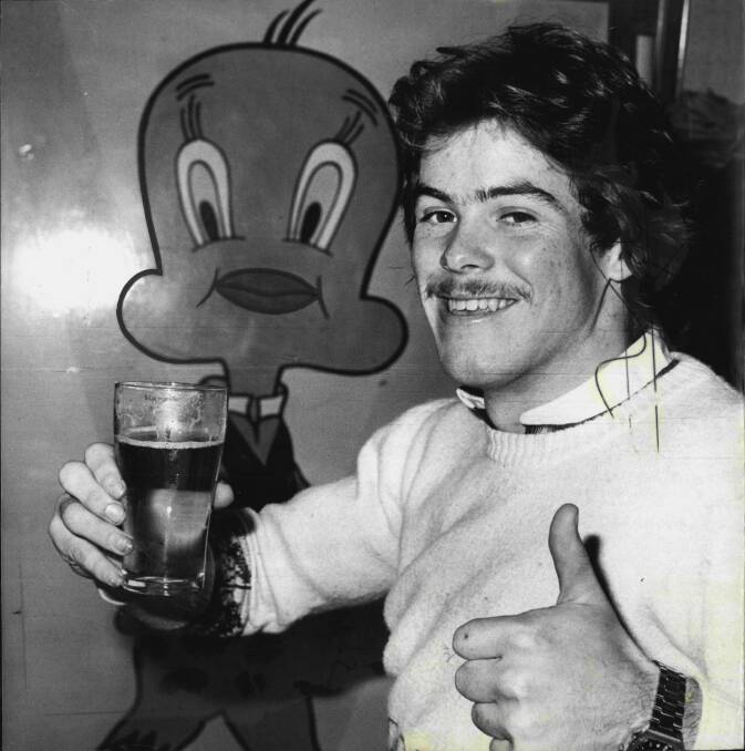  TOAST: "I had a couple of feelers and was toying with the idea of joining a Sydney club when I heard Bishop had agreed to coach Illawarra. I decided to apprentice myself to Tommy for a few months and his help has been enormous." Steve Morris drinks to his selection for Australia on his 21st birthday in 1978.