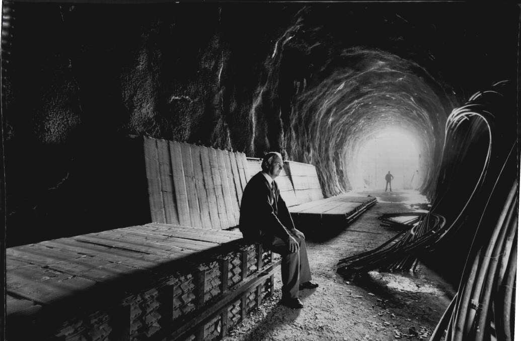 University of Wollongong transport expert Dr Phillip Laird pictured in 1993 inside the Avon rail tunnel which forms part of the abandoned Maldon-Dombarton line. Picture: Greg White
