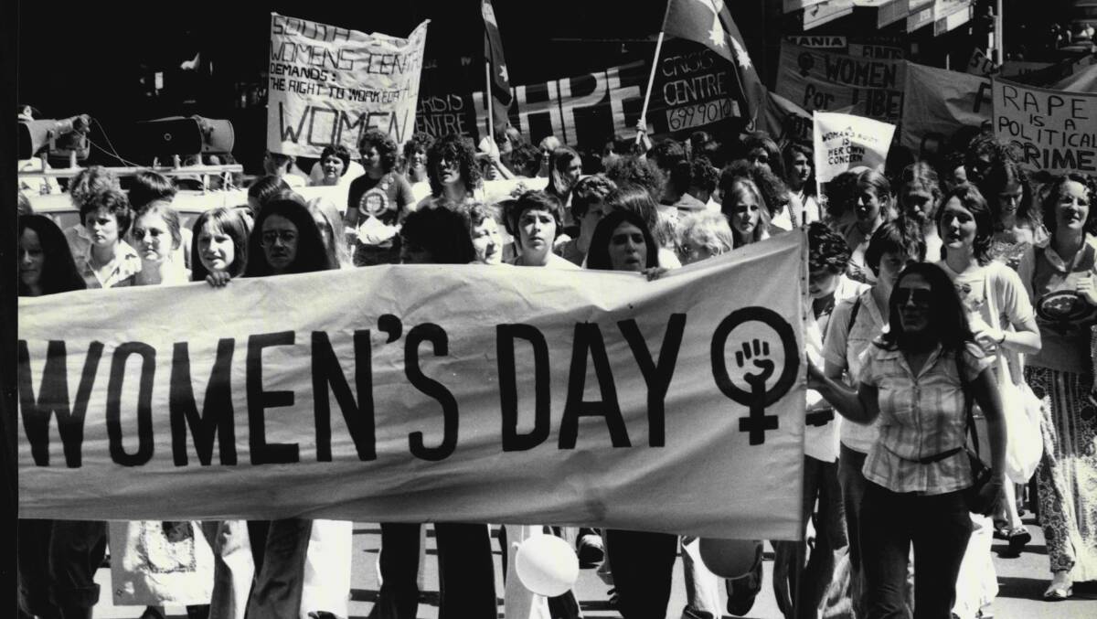 FLASHBACK: Around 3000 women march through Sydney streets in 1977 for International Women's Day. Picture: David James Bartho/Fairfax Media