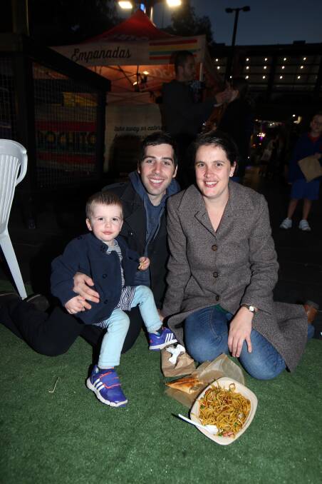 MERCURY. NEWS.  Photos from The Wollongong Eat Street Markets May 11. Pic of Cooper Ackman, Geoff Ackman and Fiona Ackman. 11 May , 2017. Picture: Sylvia Liber