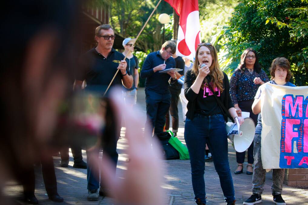 WON'T BE SILENCED: National Union of Students NSW education vice president Chloe Rafferty has called on students to join WUSA to force a general meeting on June 2. Picture: Georgia Matts