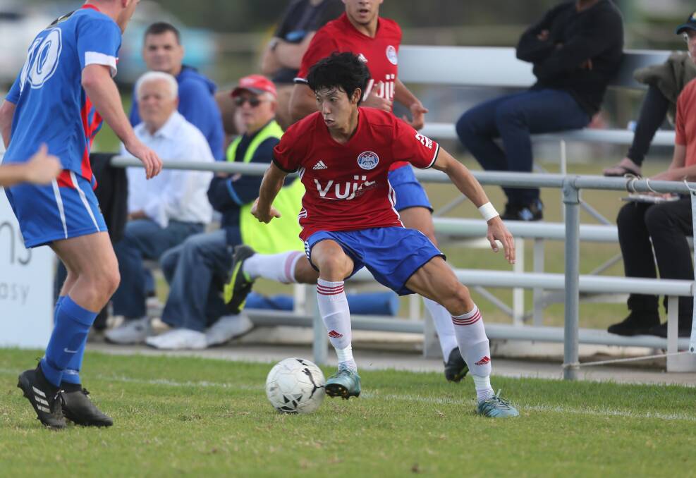 ON TARGET: Hikaru Kawasakira scored for Albion Park in their win over the Woonona Sharks at Ocean Park. Picture: ROB PEET