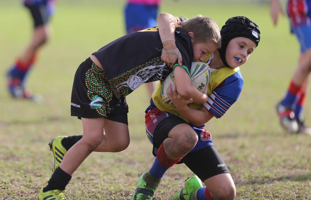 Tussle: Nowra East player Trayden Glover in the Paul McGregor Shield, as part of the Illawarra and South Coast Regional Primary School finals.