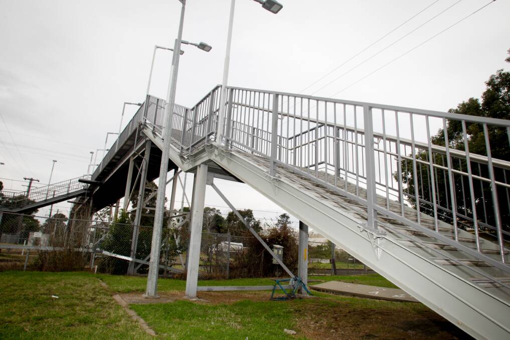 still waiting: It seems unlikely work to replace the stairs at Unanderra station with lifts will start before 2020 - which is the closing date for the second round of station upgrades. Picture: Georgia Matts