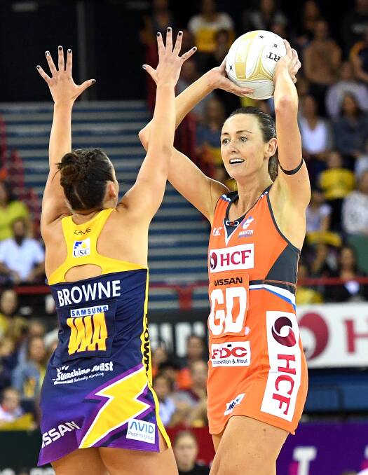 Giant step: Woonona's Bec Bulley in the Super Netball grand final. 