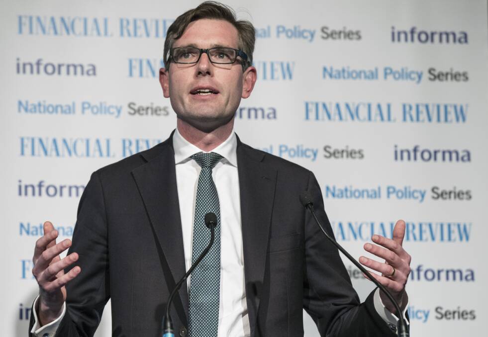 NSW Treasurer Dominic Perrottet at the National Infrastructure Summit last month, where he said the government was in a position to fund rail projects on the South Coast. Picture: Jessica Hromas