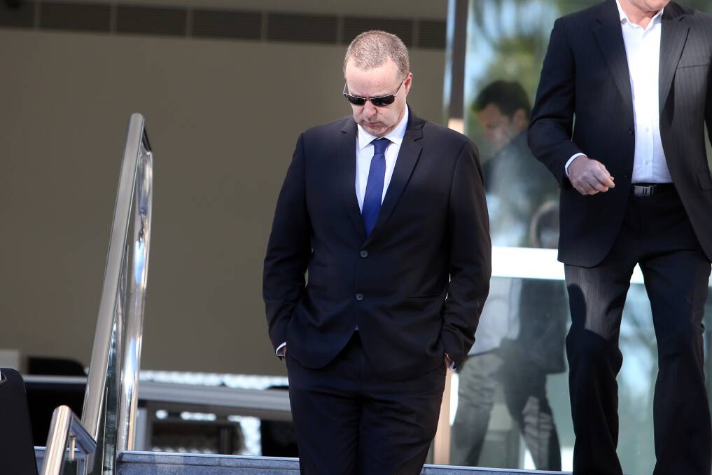 Accused: Former Steelers general manager Scott Miles leaves Wollongong courthouse on Monday. He is alleged to have swiped up to $1 million from the Illawarra club between 2010 and early 2017.