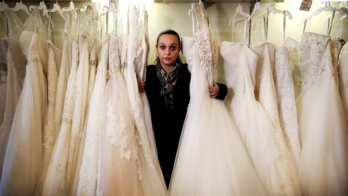 No notice: Illawarra Wedding Centre owner Tina Thompson is shocked US bridal retailer Alfred Angelo has filed for bankruptcy. Picture: Sylvia Liber