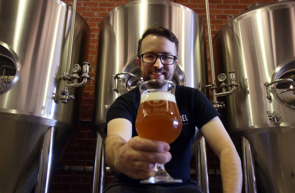 Five O'Barrel Brewing's Phil O'Shea with the beer he gave away the recipe for on social media - before he'd even started brewing it himself. Picture: Robert Peet