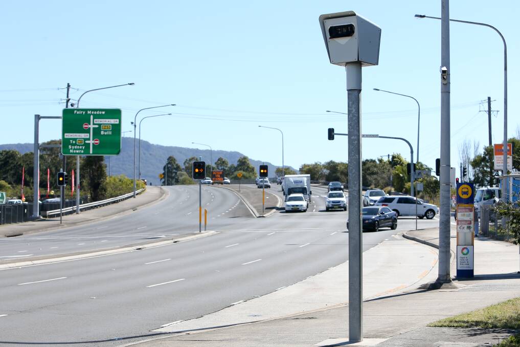 The number of people caught speeding by the camera on the Princes Highway at North Wollongong have dropped substantially since traffic lights were installed nearby. Picture: Adam McLean