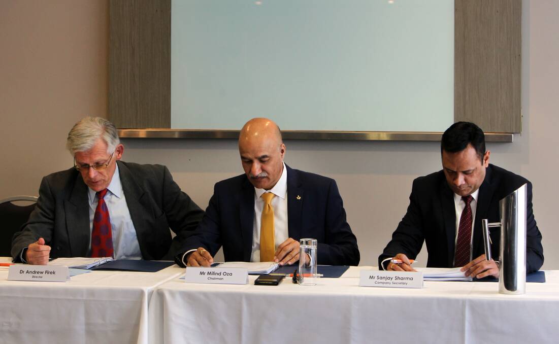 DRIVING SEAT: Wollongong Coal directors (from left) Andrew Firek, Milind Oza and Sanjay Sharma at last year's AGM.