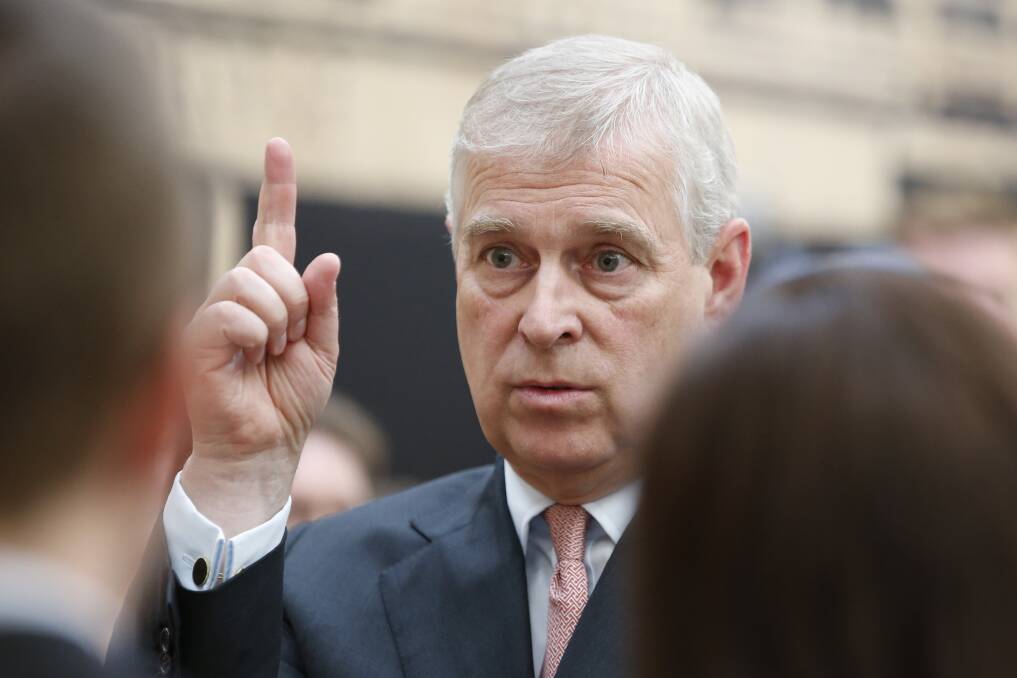Prince Andrew The Duke of York gestures while interacting with tenants on a tour of Brisbane start-up and innovation hub The Precinct on September 23. Picture: Regi Varghese/AAP.