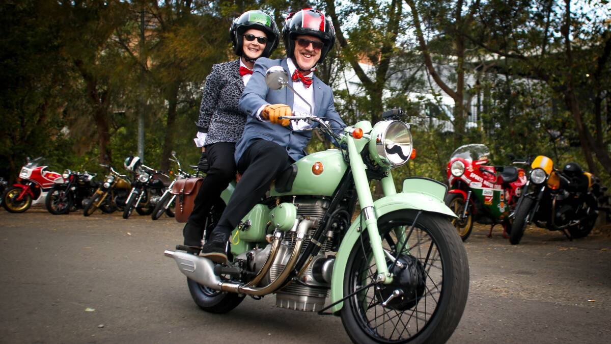 DAPPER PAIR: Doug and Sharron Newall took part in Wollongong's first Distinguished Gentlemen's Ride on Sunday, September 24 to raise awareness about men's health. Picture: Georgia Matts 