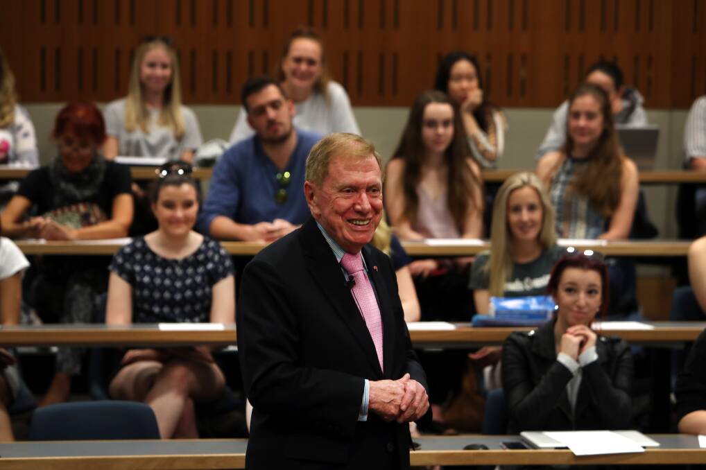 HEAD STRONG: Michael Kirby - an international jurist, educator, former judge and honorary UOW Doctor of Laws - discussed Australia's non compliance of international laws on refugees in Wollongong on Tuesday. Picture: Sylvia Liber