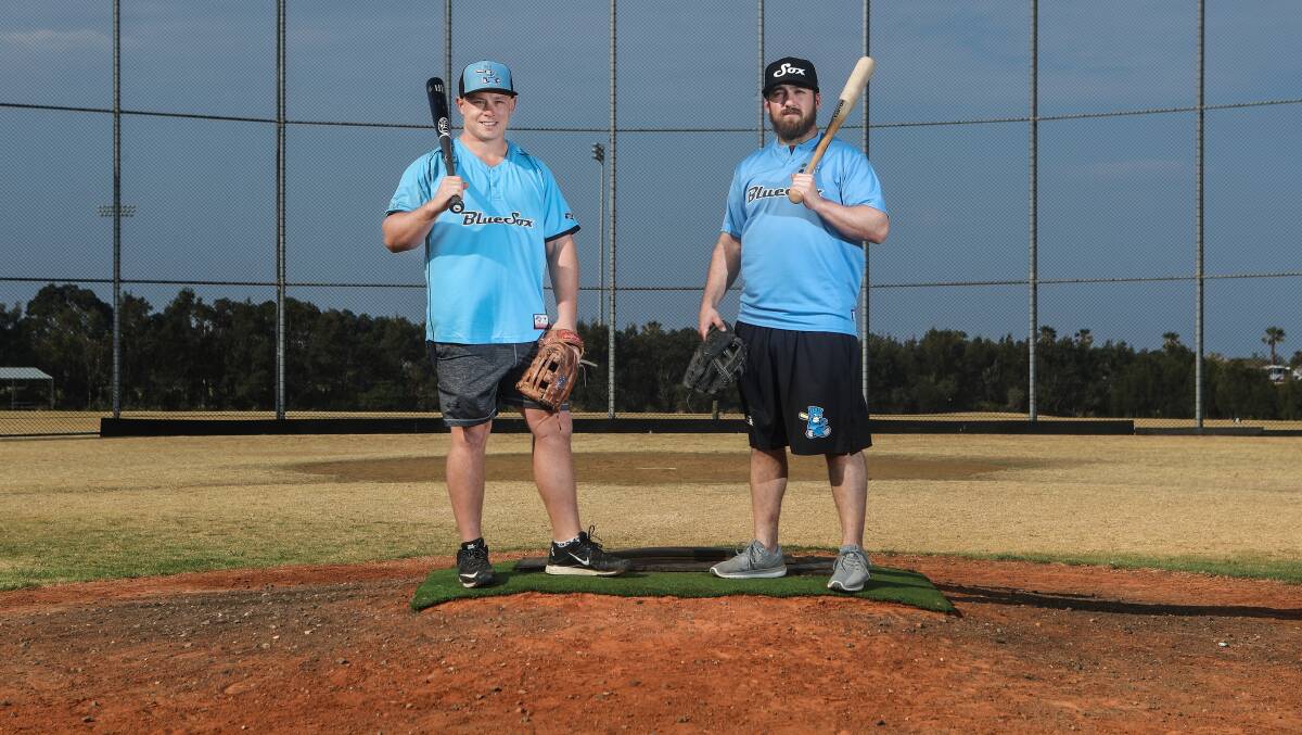 On deck: Wollongong-based Blue Sox Alex Howe and Trent D'Antonio ahead of last year's Wollongong Classic. Picture: Adam McLean. 