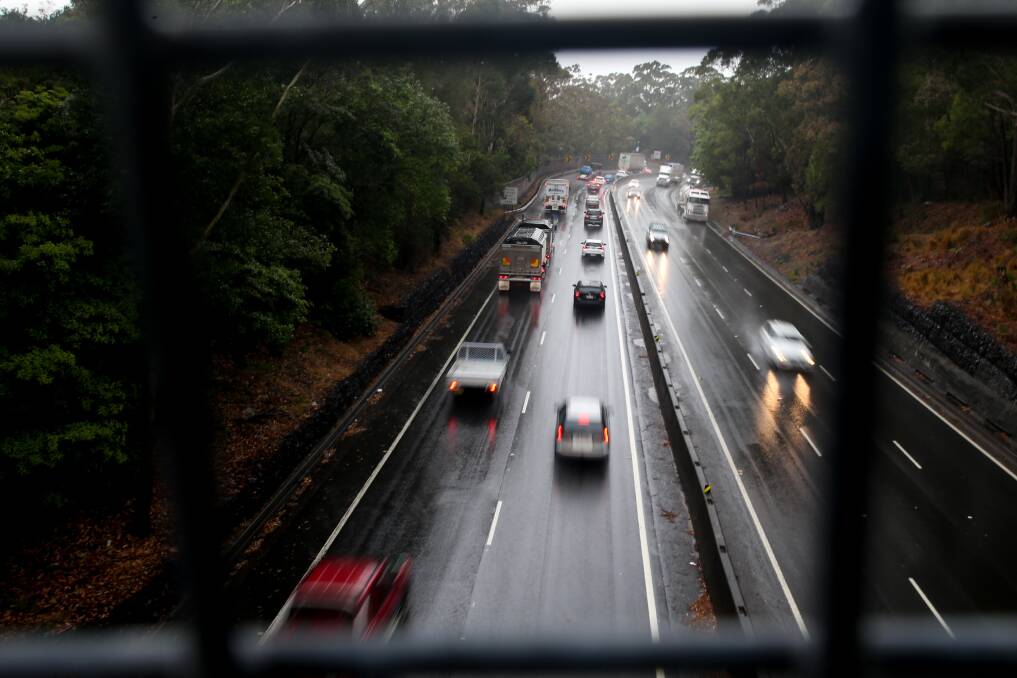 Roads and Maritime Services would not confirm whether the motorway up Mt Ousley (above) and Picton road would be at capacity in less than a decade. Picture: Georgia Matts 