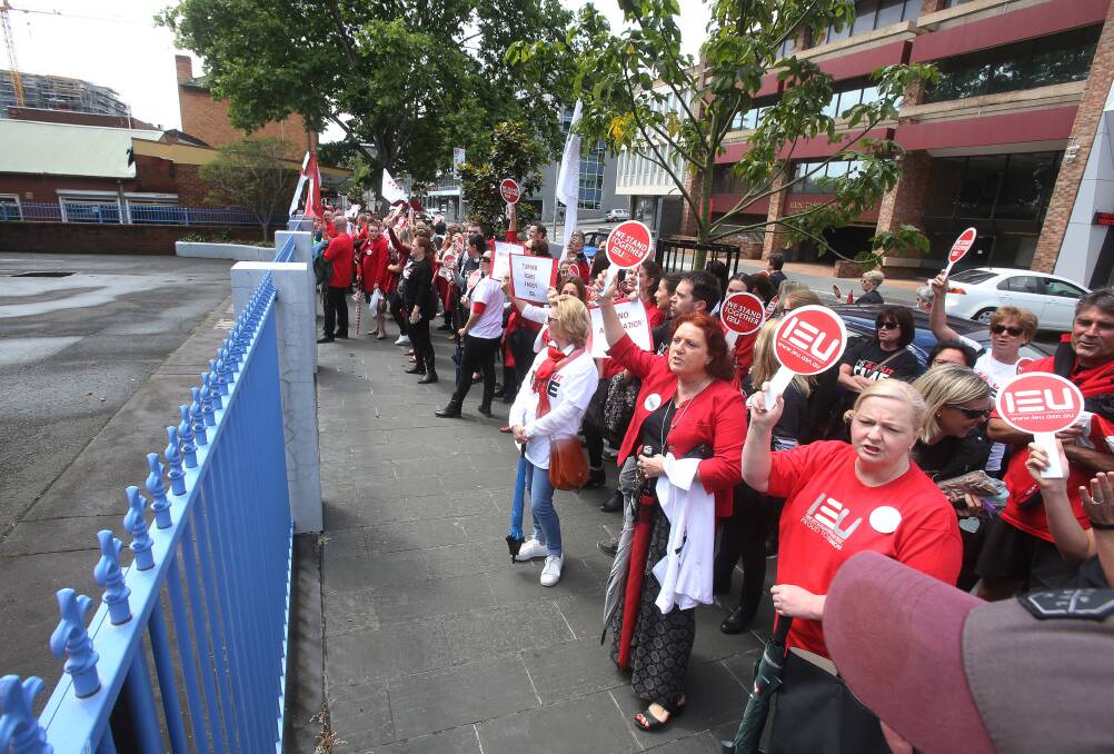 CATHOLIC TEACHERS SAY NO:  Catholic teachers and staff joined their state colleagues in rejecting their employers' EA. Picture: Robert Peet