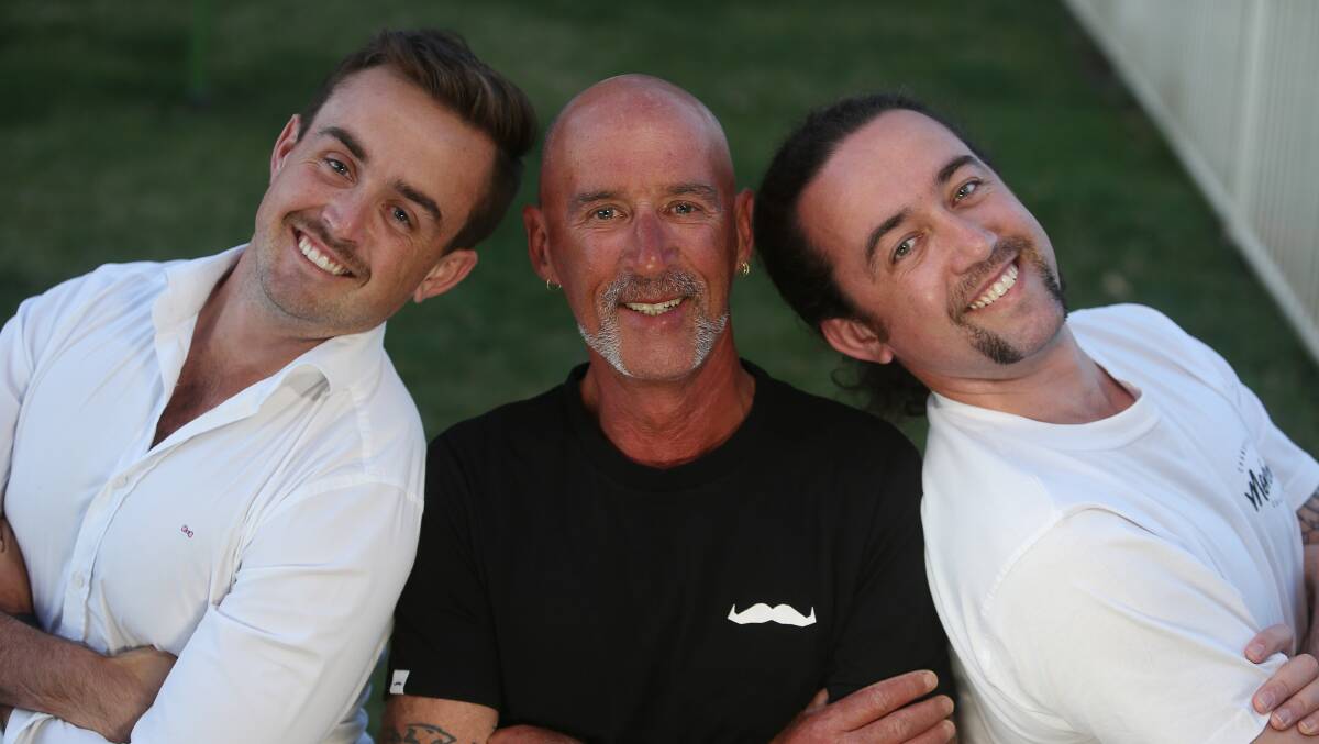 Hair-raising: Beau, Allan and Dane Chamberlain are busy growing facial hair - and raising funds - for the annual Movember campaign. Picture: Robert Peet